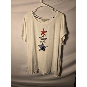 Live & Let Live Womens Plus 3X Stars Patriotic Tshirt SHirt Top Short Sleeve